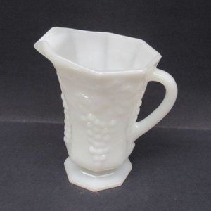 Anchor Hocking Milk Glass Vintage GRAPE 6 1/2 In 20 Ounce Milk Pitcher